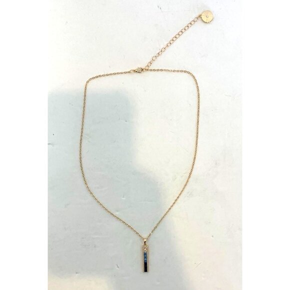 Vince Camuto Gold Blue Ombre Cubic Zirconia Pendant Necklace Adjstable Chain NWT - Picture 6 of 13